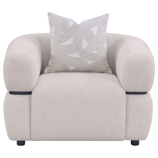 Jeanette Fabric Upholstered Round Arm Accent Chair Beige