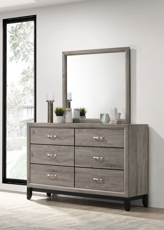 Watson 6-drawer Bedroom Dresser and Mirror Light Taupe