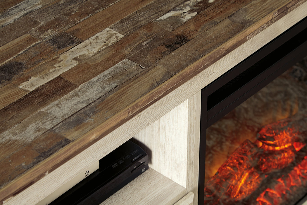 Mueble de TV Willowton de 64" con chimenea eléctrica