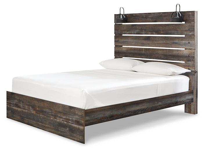Cama Queen con paneles y tocador con espejo Drystan