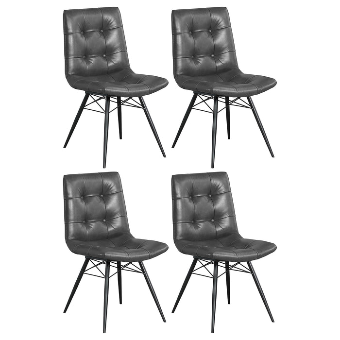 Aiken Faux Leather Upholstered Dining Side Chair Charcoal Grey (Set of 4)