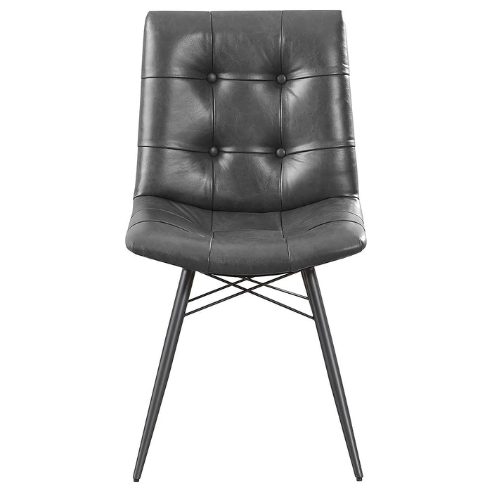 Aiken Faux Leather Upholstered Dining Side Chair Charcoal Grey (Set of 4)