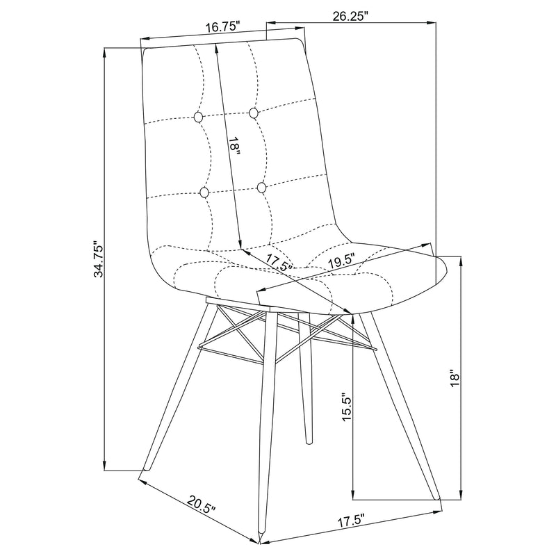 Aiken Faux Leather Upholstered Dining Side Chair Charcoal Grey (Set of 4)