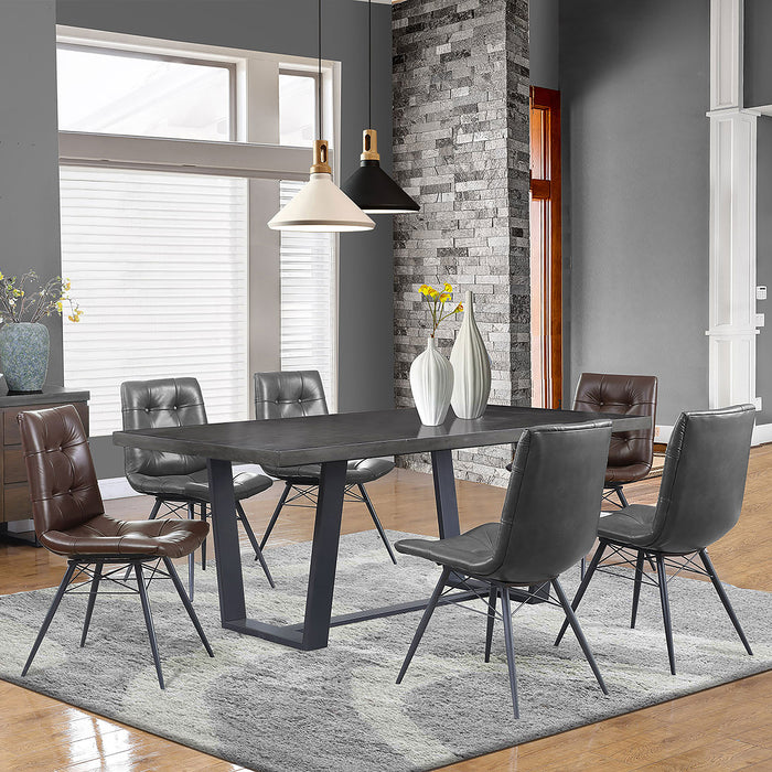 Aiken Faux Leather Upholstered Dining Side Chair Charcoal Grey (Set of 4)