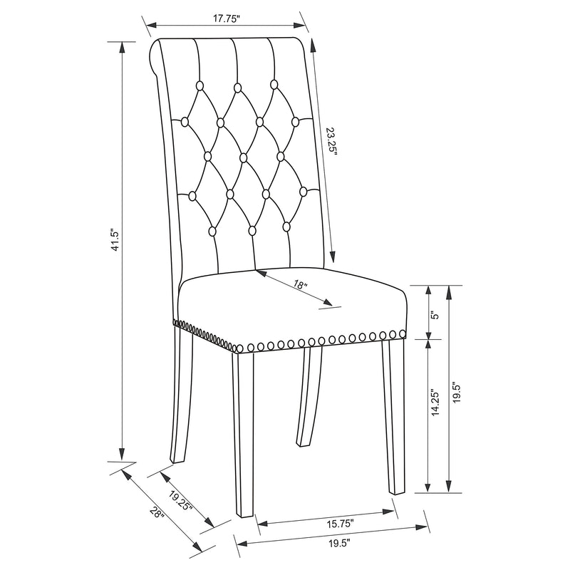 Alana Fabric Upholstered Dining Side Chair Grey (Set of 2)