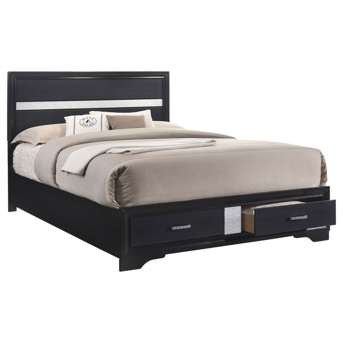 Miranda 51-inch Wood Eastern King Storage Panel Bed Black