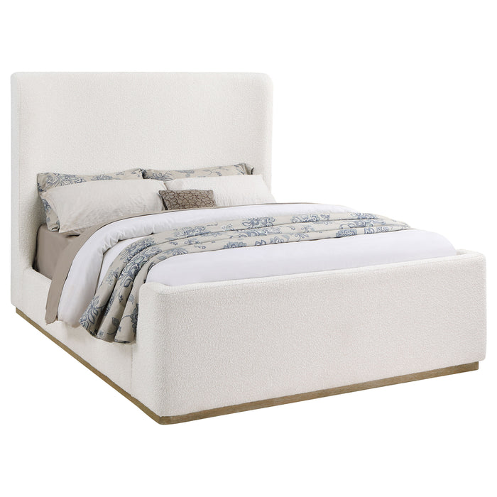 Nala Eastern King Bouclé Upholstered Platform Bed Cream