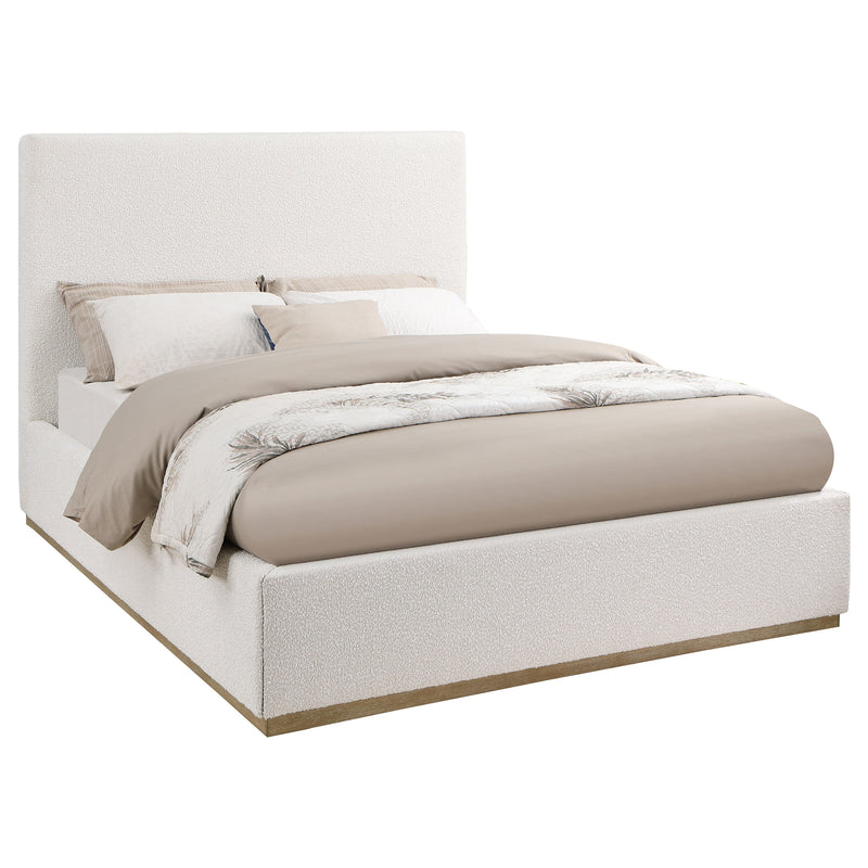 Knox Eastern King Bouclé Upholstered Platform Bed Cream