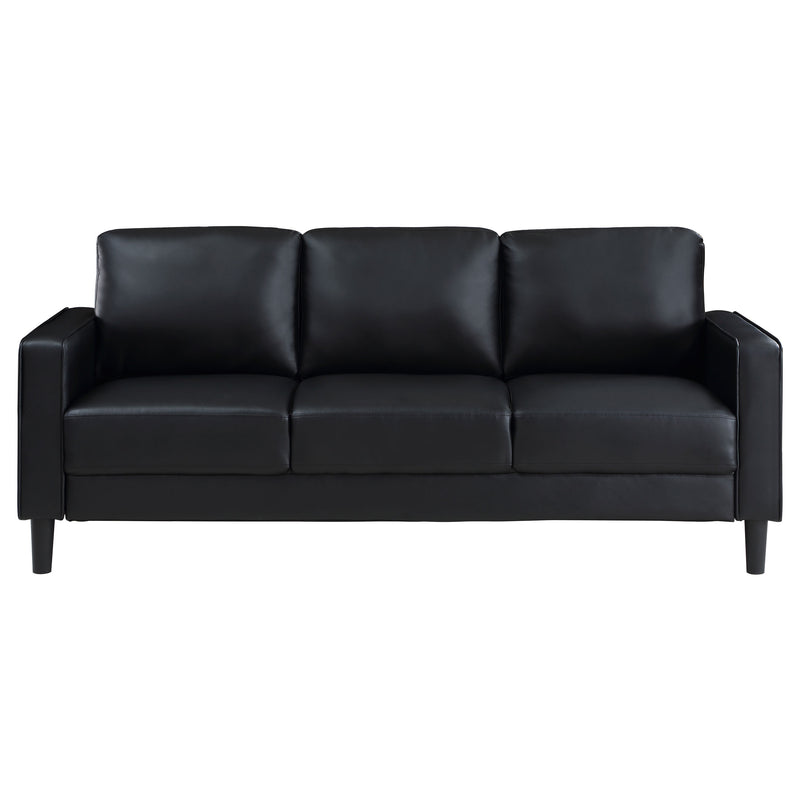 Ruth 3-piece Upholstered Track Arm Sofa Set Black