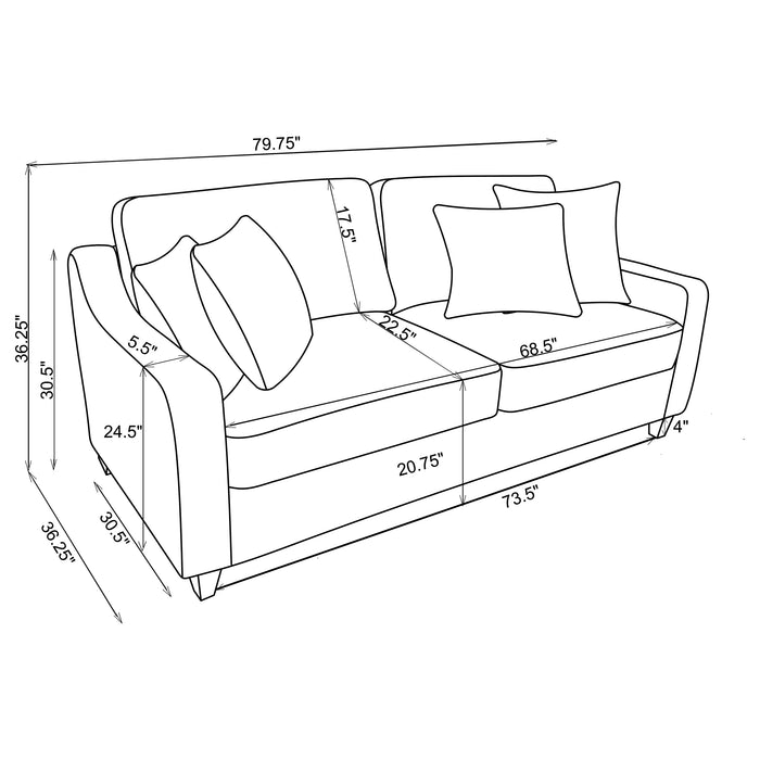 Christine 2-piece Upholstered Sloped Arm Sofa Set Beige