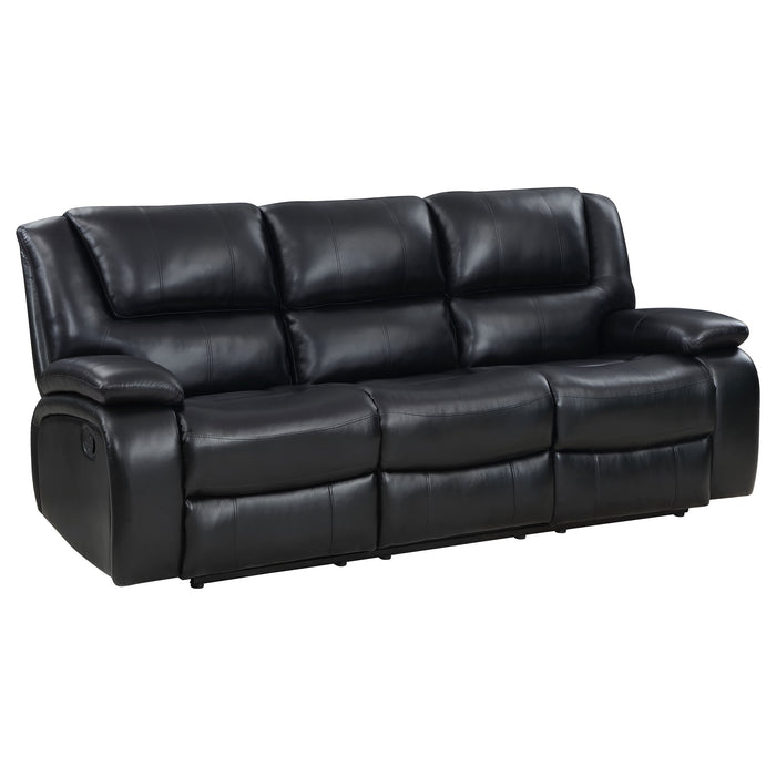 Camila 3-piece Upholstered Reclining Sofa Set Black