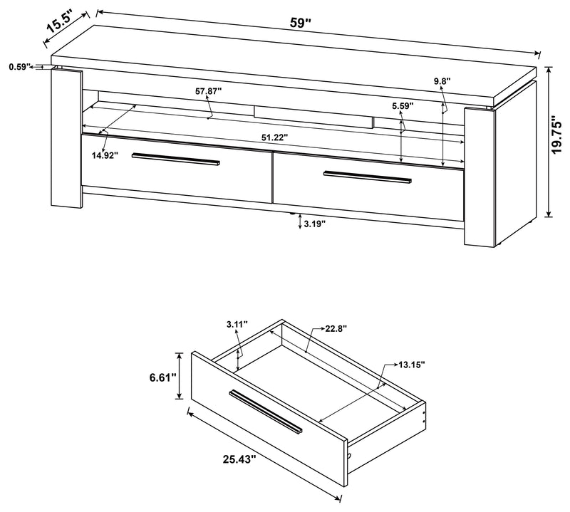 Elkton 2-drawer Engineered Wood 59-inch TV Stand Weathered Grey