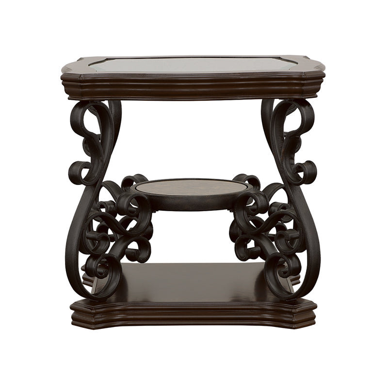 Laney 1-shelf Glass Top Square End Table Deep Merlot