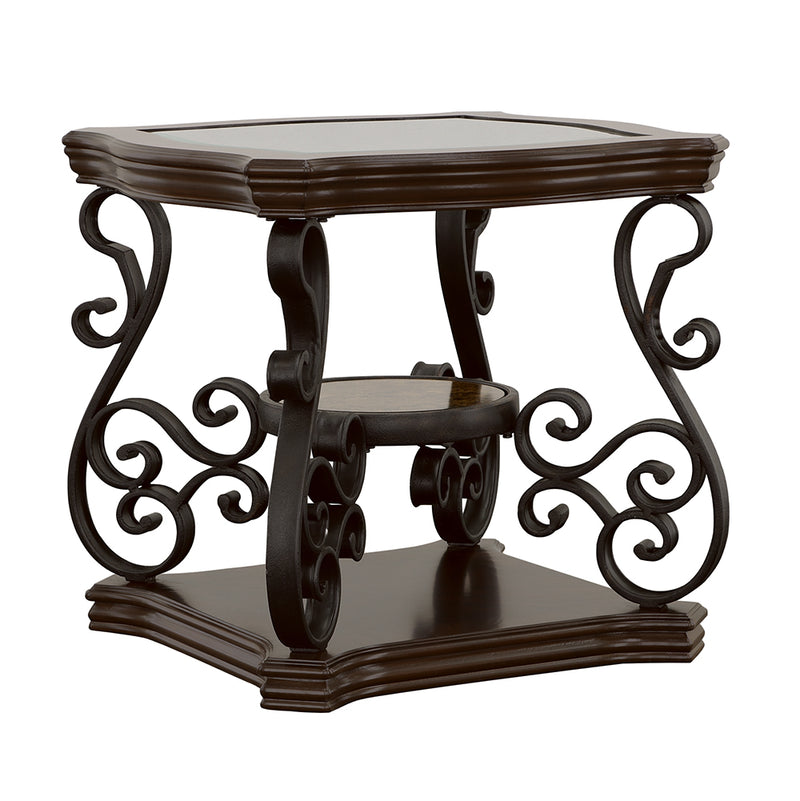 Laney 1-shelf Glass Top Square End Table Deep Merlot
