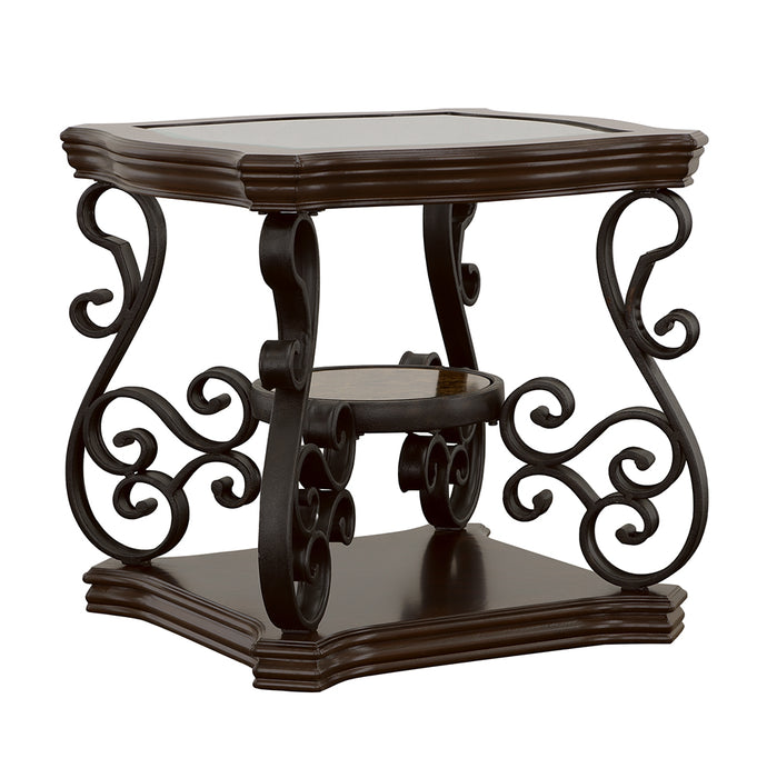 Laney 1-shelf Glass Top Square End Table Deep Merlot