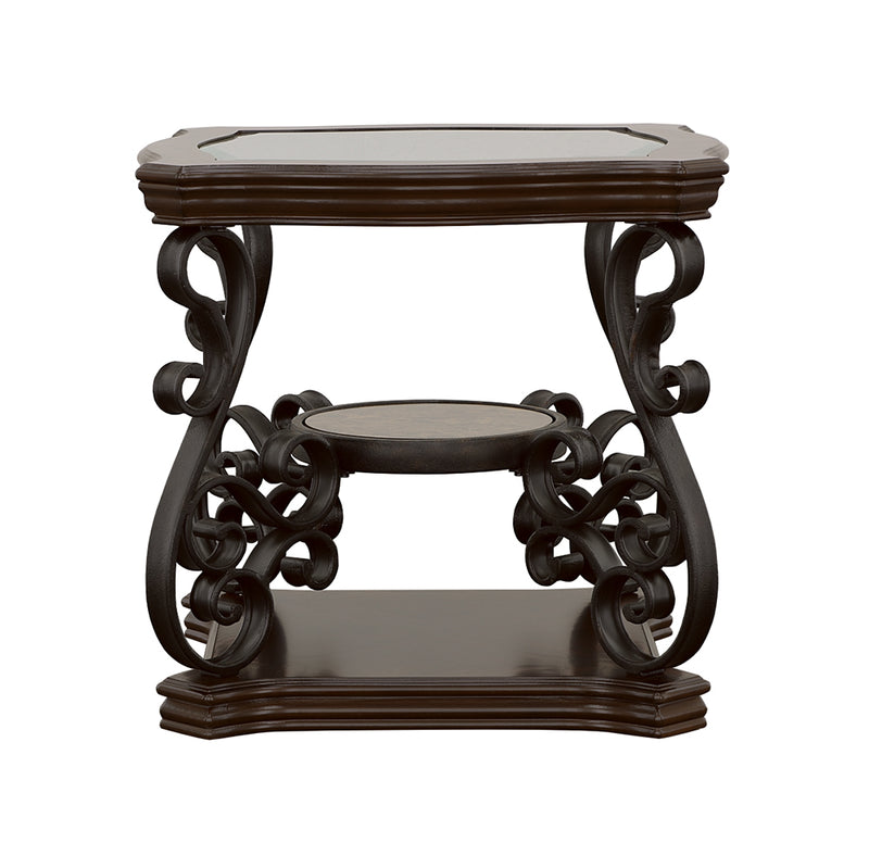 Laney 1-shelf Glass Top Square End Table Deep Merlot