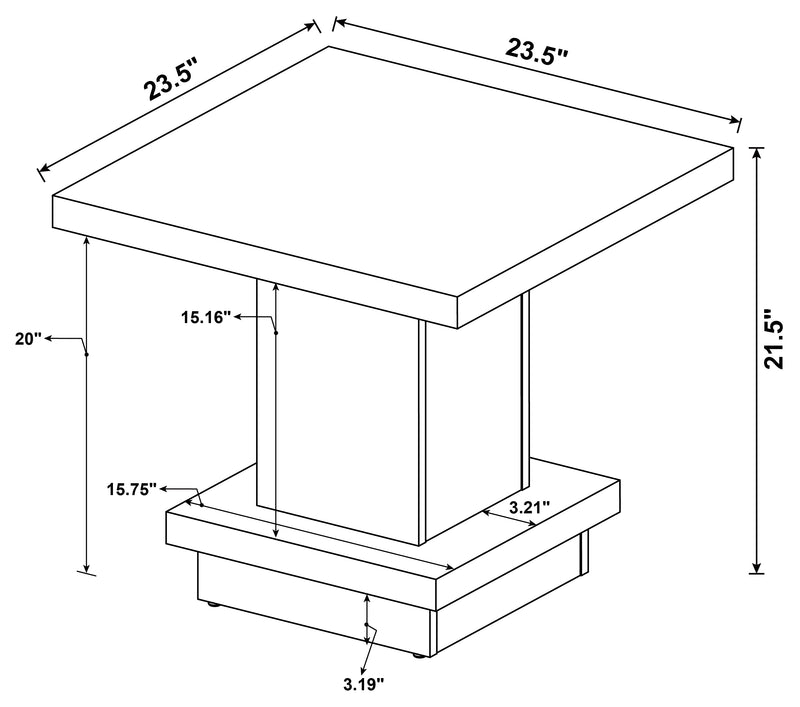 Reston Square Engineered Wood Side End Table Cappuccino