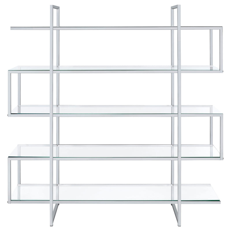 Elmer 63-inch 5-shelf Bookshelf Clear and Chrome