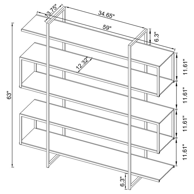 Elmer 63-inch 5-shelf Bookshelf Clear and Chrome