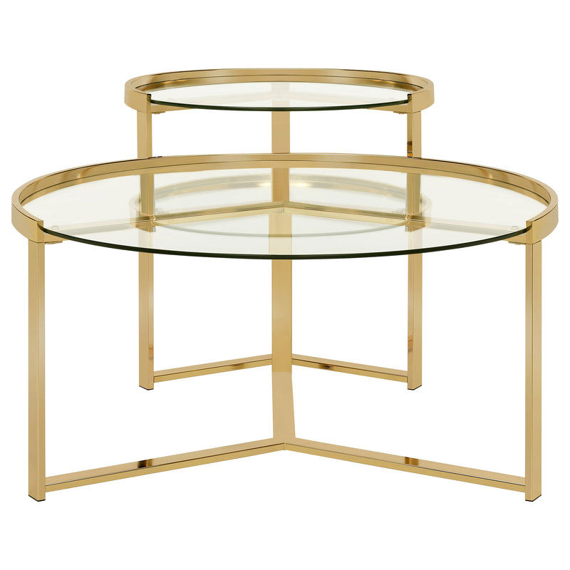 Delia 2-Piece Round Glass Top Nesting Coffee Table Gold