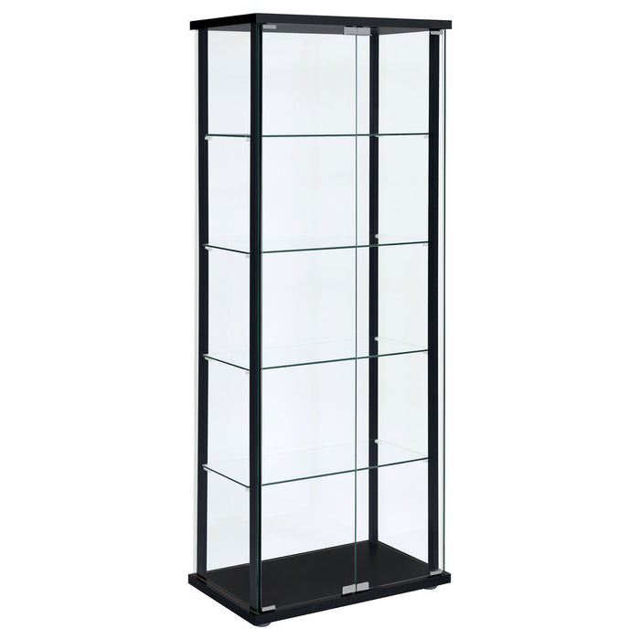 Delphinium 4-Shelf Clear Glass Curio Display Cabinet Black