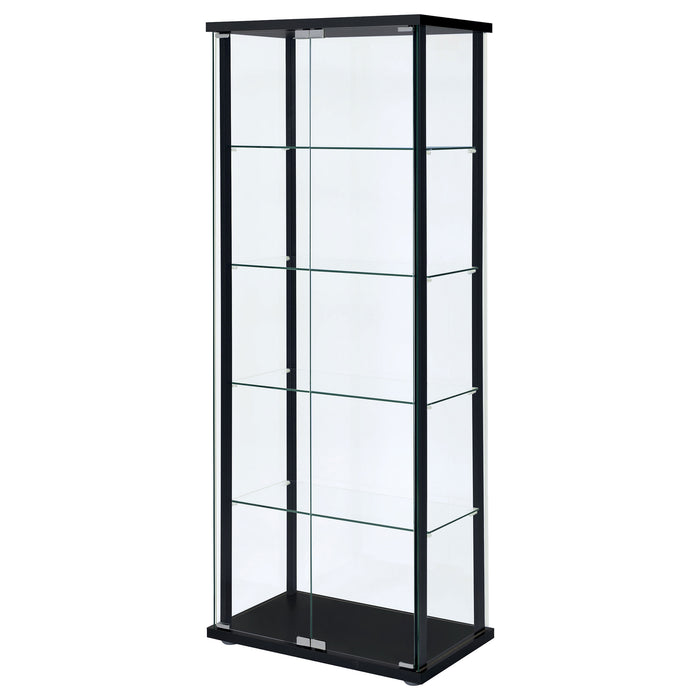 Delphinium 4-Shelf Clear Glass Curio Display Cabinet Black