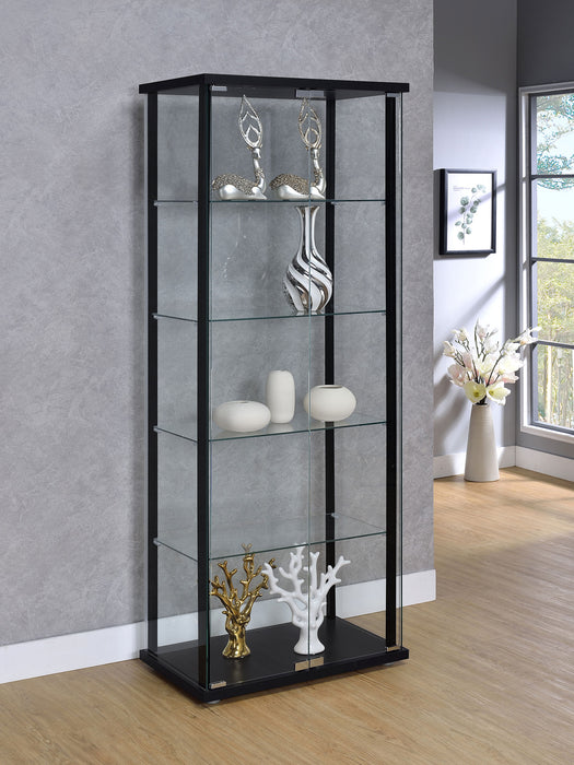 Delphinium 4-Shelf Clear Glass Curio Display Cabinet Black