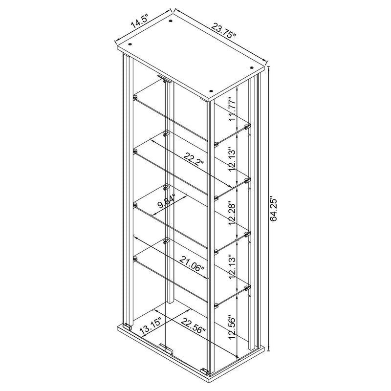 Delphinium 4-Shelf Clear Glass Curio Display Cabinet Black