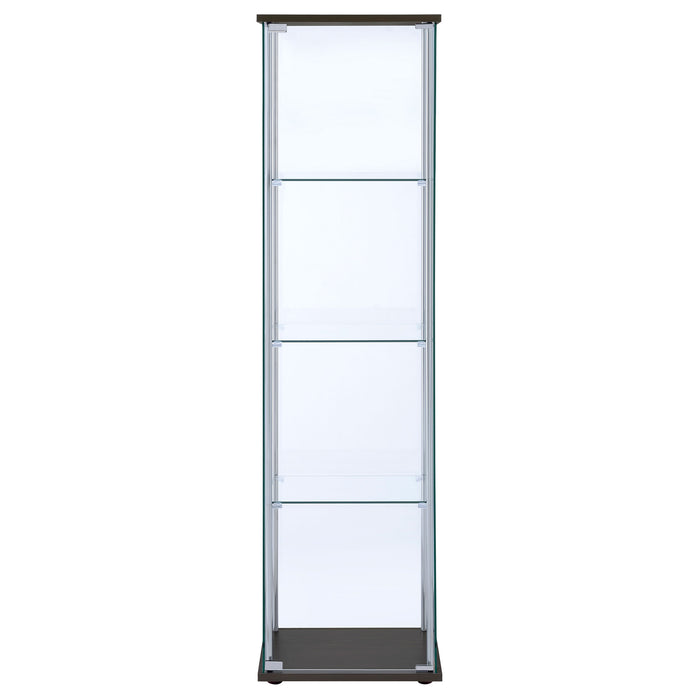 Bellatrix 3-shelf Clear Glass Curio Cabinet Cappuccino