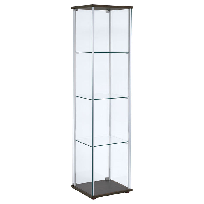 Bellatrix 3-shelf Clear Glass Curio Cabinet Cappuccino