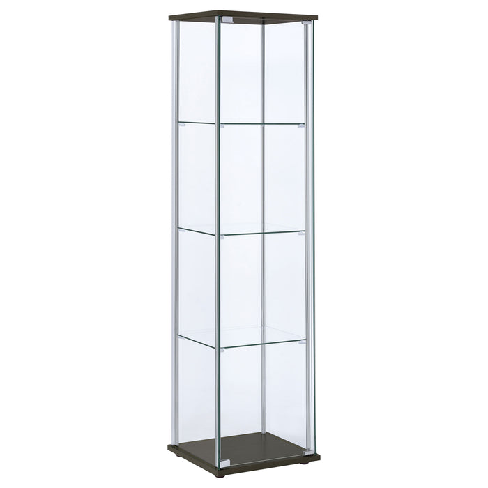 Bellatrix 3-shelf Clear Glass Curio Cabinet Cappuccino