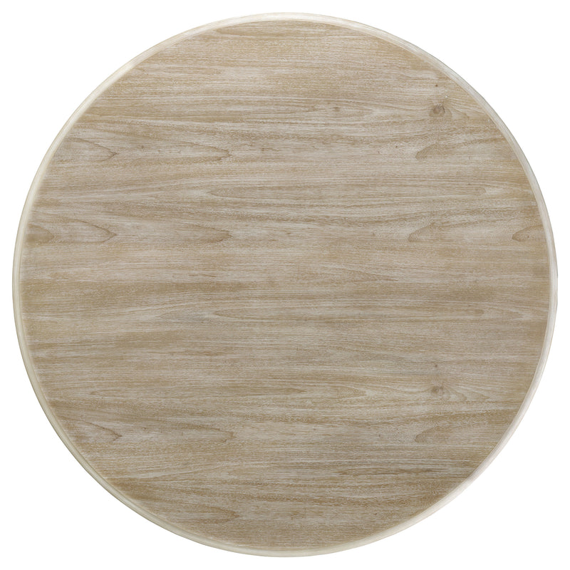 Trofello Round 60-inch Pedestal Dining Table White Washed
