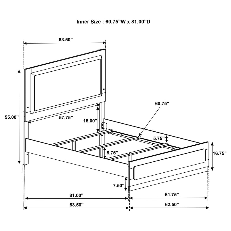 Caraway Wood Queen LED Panel Bed White