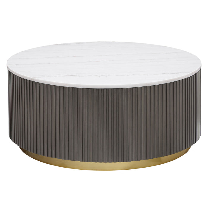 Jason Round White Marble Top Coffee Table Charcoal