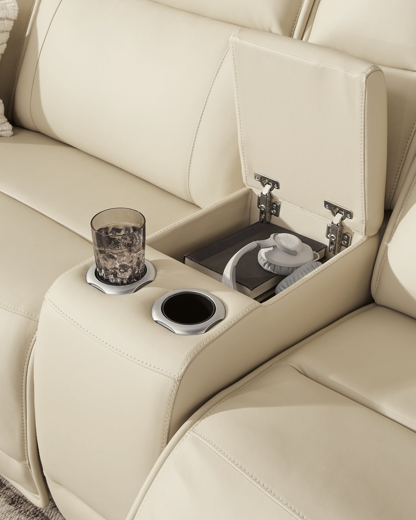 Sofá seccional reclinable eléctrico de dos piezas con consola Double Deal