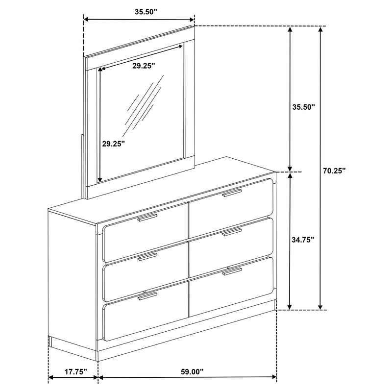 Caraway 6-drawer Dresser with Mirror Black