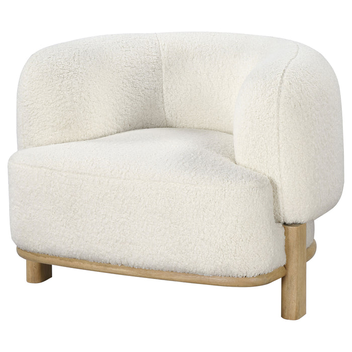 Lawler Upholstered Barrel Back Accent Chair Ivory and Natural