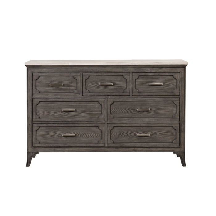 LISBON MARBLE TOP DRESSER-GRAY