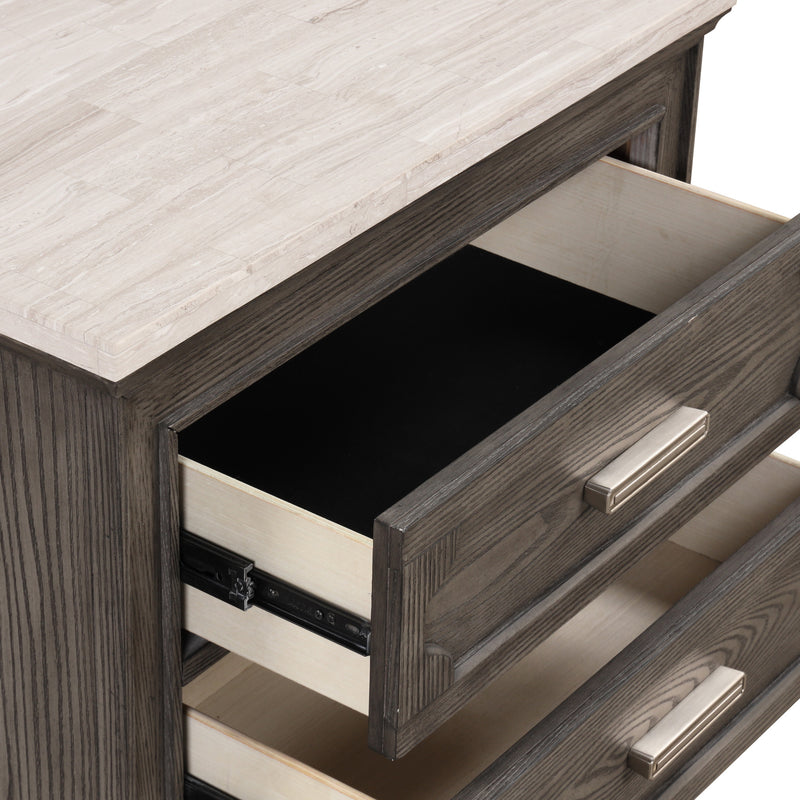 LISBON MARBLE TOP NIGHTSTAND-GRAY