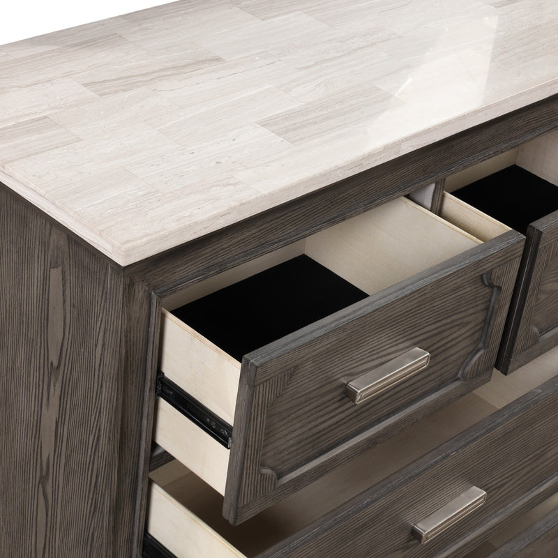 LISBON MARBLE TOP DRESSER-GRAY