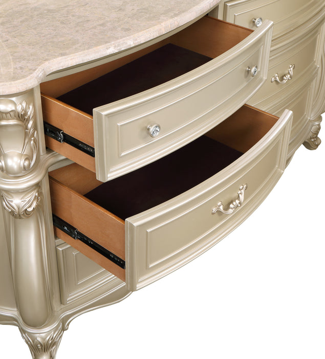 MONIQUE DRESSER W/MARBLE TOP-CHAMPAGNE