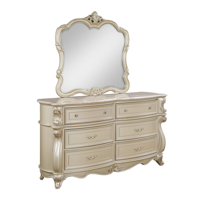 MONIQUE DRESSER W/MARBLE TOP-CHAMPAGNE