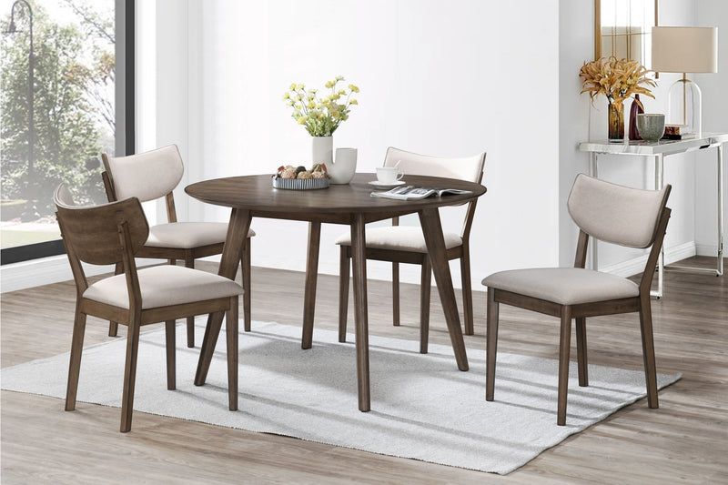 REX 65" ROUND TABLE WITH SELF STORING LEAVES-WALNUT