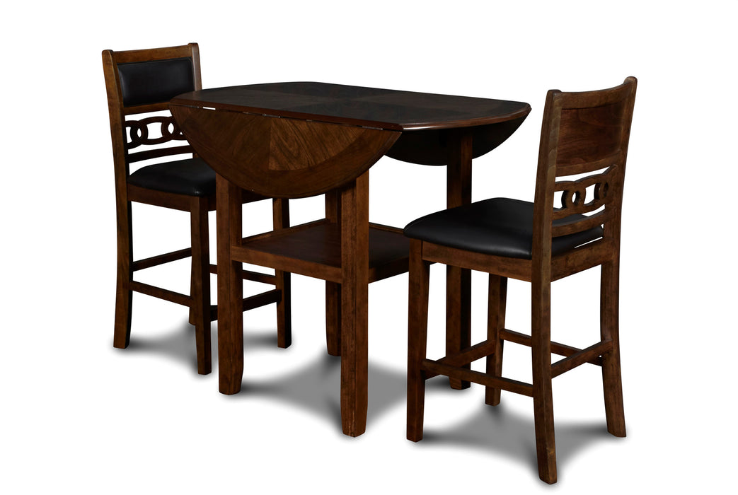 GIA 3 PC 42" COUNTER DROP LEAF TABLE & 2 CHAIRS-BROWN