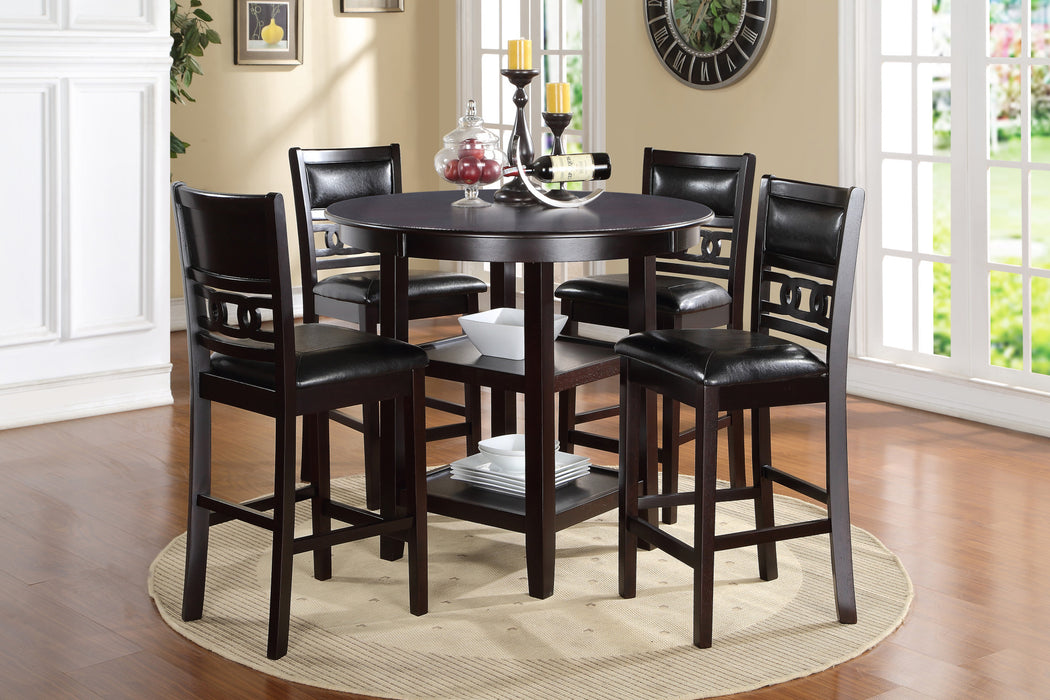GIA 5 PC 42" ROUND COUNTER DINING TABLE & 4 CHAIRS-EBONY