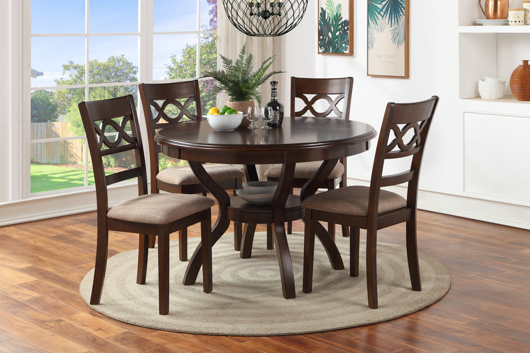 CORI ROUND DINING 5 PC SET-BROWN CHERRY