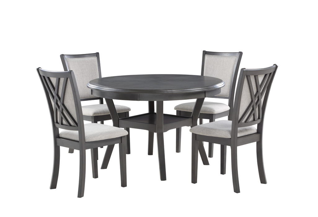 AMY 5 PC 47" ROUND DINING SET-GRAY