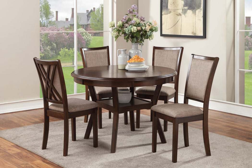 AMY 5 PC 47" ROUND DINING SET-CHERRY