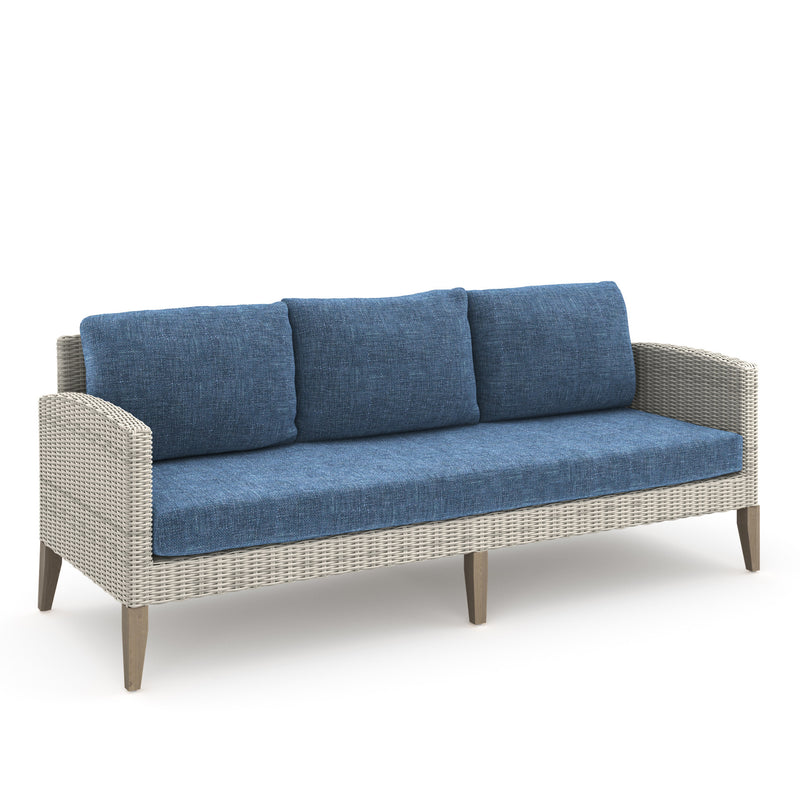 CAREZZA 5 PC SET - SOFA, 2 CLUB CHAIRS, 2 STOOLS-DARK BLUE