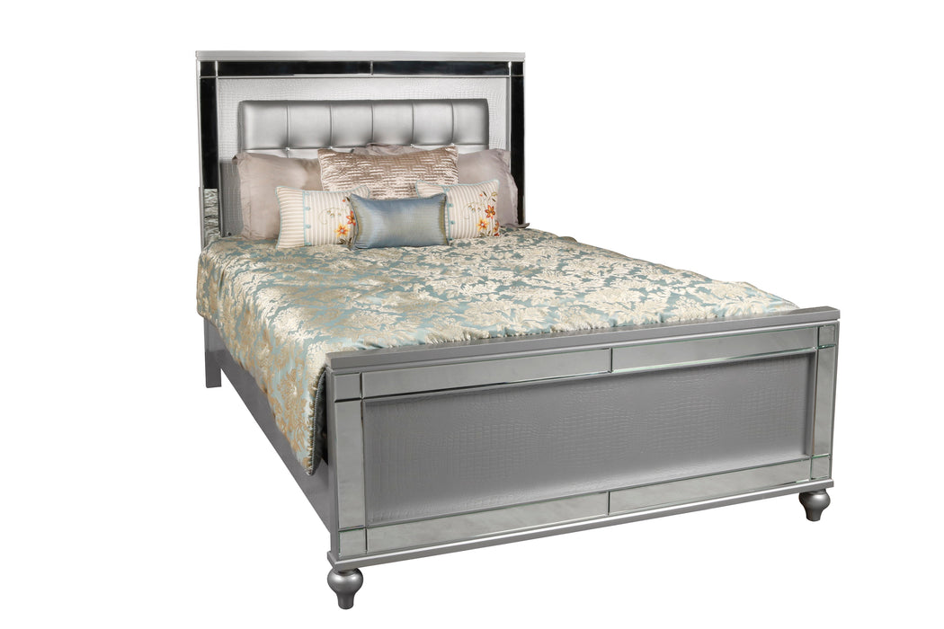VALENTINO 6/6 EK BED - SILVER